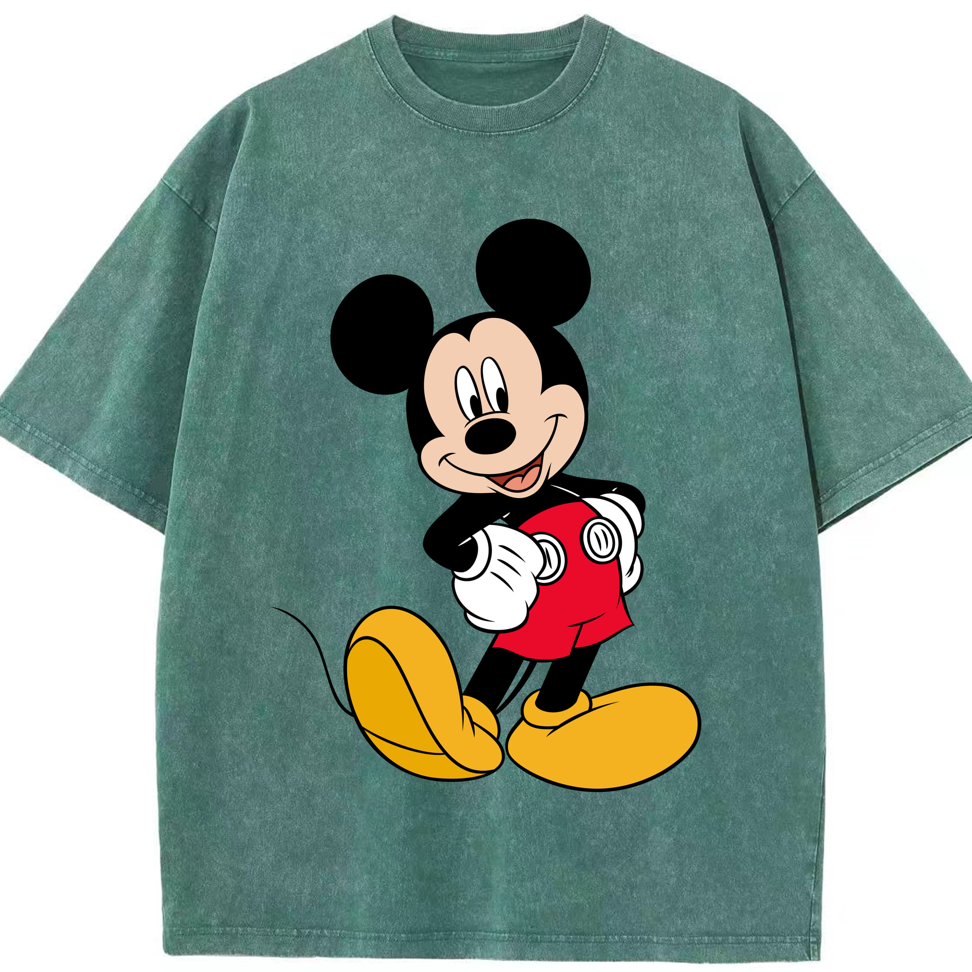 （画像用） ミッキーマウス Mickey Mouse 綿100% ヴィンテージ風 半袖Tシャツ（フロントプリント）